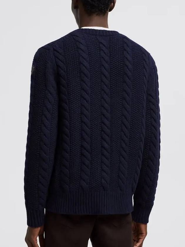 Logo Patch Cable Knit Top Dark Blue - MONCLER - BALAAN 7