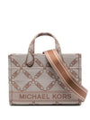 Gigi Small Empire Logo Jacquard Tote Bag Beige Brown - MICHAEL KORS - BALAAN 1