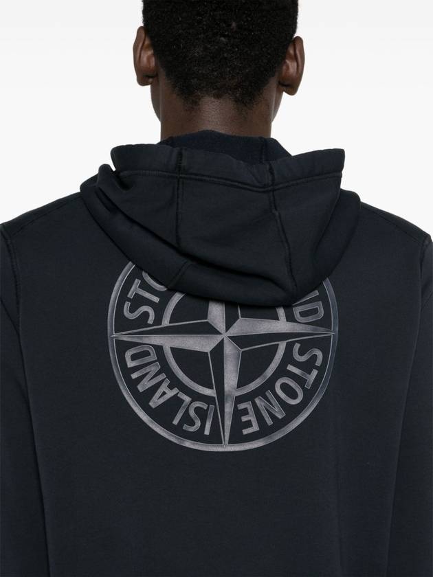 Logo Print Cotton Hoodie Navy - STONE ISLAND - BALAAN 6