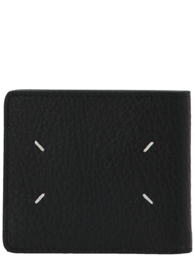 Stitched Leather Bifold Half Wallet Black - MAISON MARGIELA - BALAAN 3