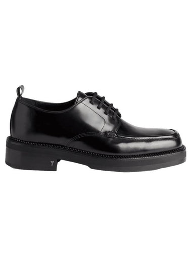 Men's Silver Logo Leather Derby Black - AMI - BALAAN 1