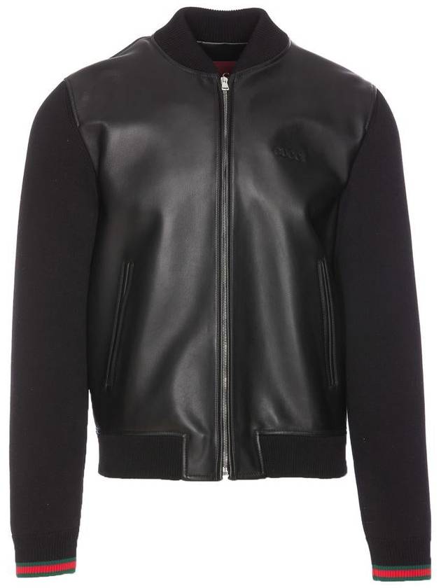 Knit leather jacket black - GUCCI - BALAAN 2