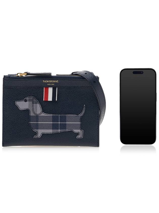 Document Holder Pebble Grain Hector Cross Bag Navy - THOM BROWNE - BALAAN 7