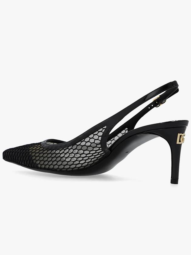 Women's Mesh Patent Leather Slingback Heel Black - DOLCE&GABBANA - BALAAN 6