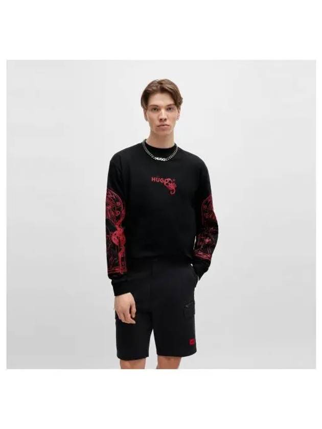 HUGO Artwork Long Sleeve T Shirt Relaxed Fit 50516489 001 - HUGO BOSS - BALAAN 1