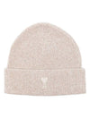 De Coeur Ribbed Knit Beanie Beige - AMI - BALAAN 1