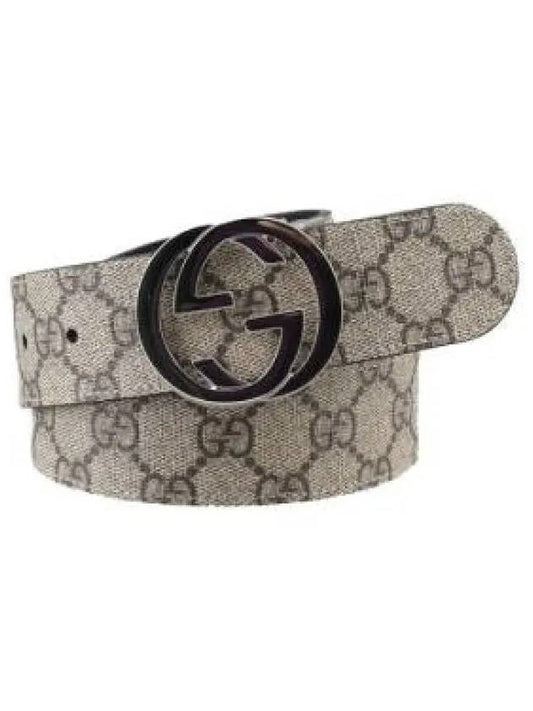 Men's Double-sided GG Supreme Solid Leather Belt Black Beige - GUCCI - BALAAN 2