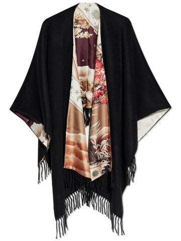 FERRAGAMO Reversible Poncho, Women's, Black - SALVATORE FERRAGAMO - BALAAN 1