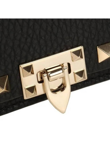 Rockstud Foldover Top Mini Bag Black - VALENTINO - BALAAN 6