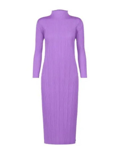 Monthly Color September Pleats Long Sleeve Midi Dress Purple - ISSEY MIYAKE - BALAAN 2