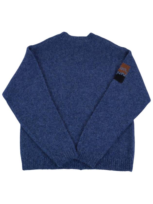 Fox Intarsia Comfort Knit Top Blue Melange - MAISON KITSUNE - BALAAN 3