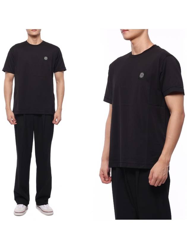 Slimfit Cotton Jersey Short Sleeve T-shirt Black - STONE ISLAND - BALAAN 2