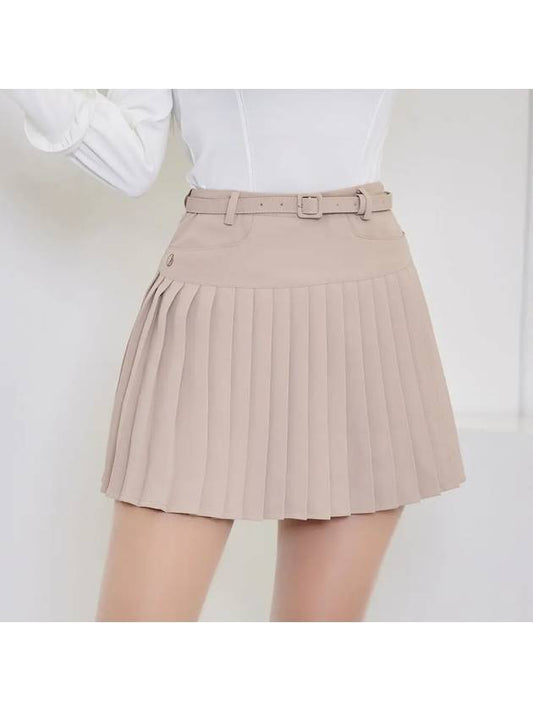 Golf Wear Belt Pleated Skirt Beige - J JANE - BALAAN 1