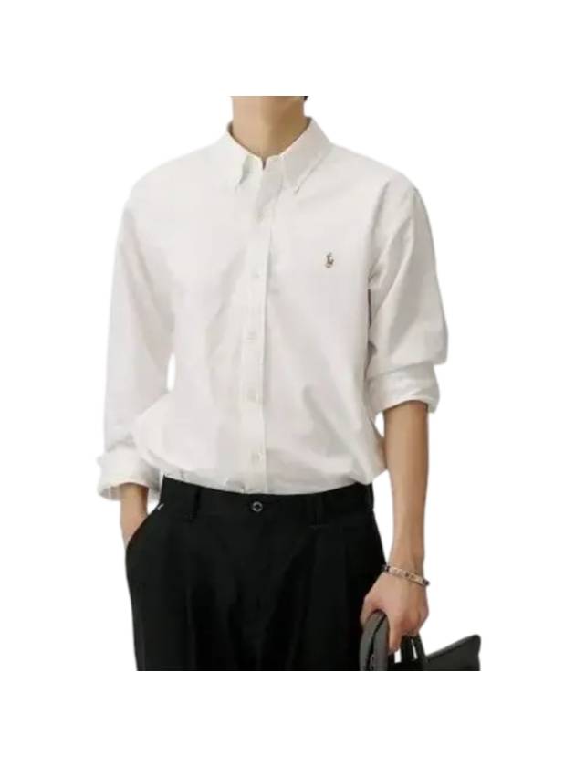 Custom Fit Oxford Long Sleeve Shirt White - POLO RALPH LAUREN - BALAAN 1