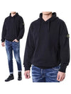 Wappen Patch Brushed Cotton Fleece Hoodie Black - STONE ISLAND - BALAAN 3