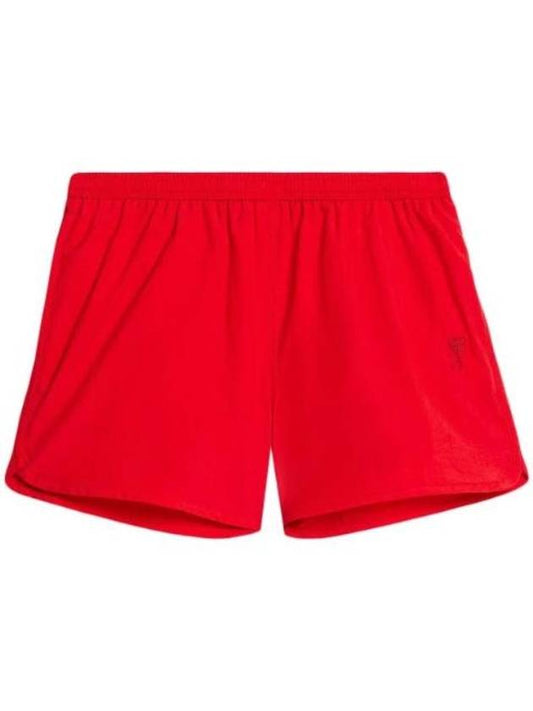 Heart Logo Swim Shorts Red - AMI - BALAAN.