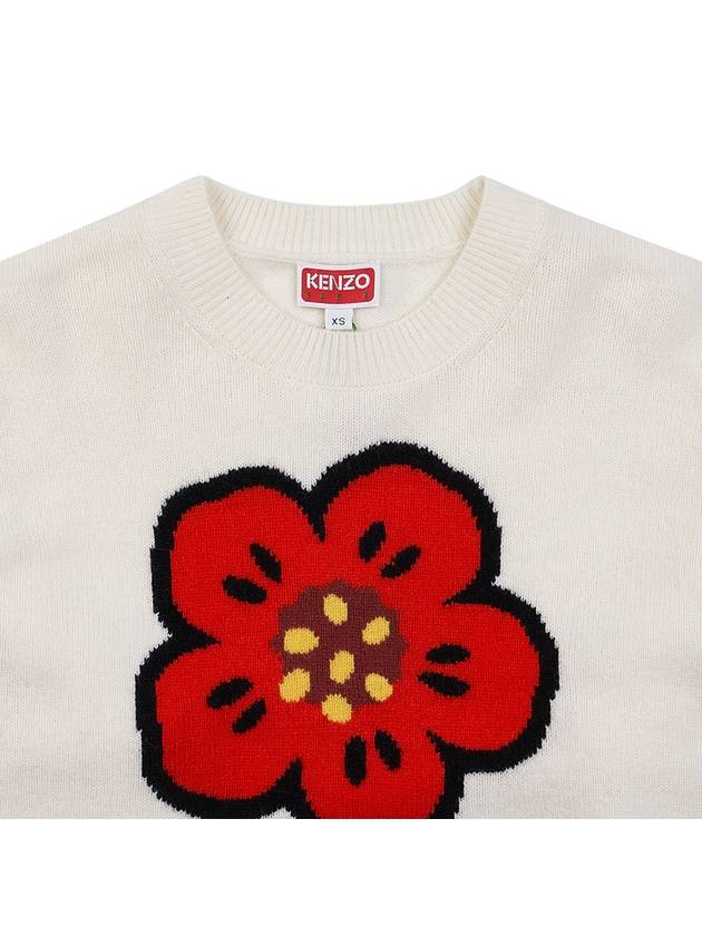 Boke Flower Logo Wool Knit Top White - KENZO - BALAAN 4