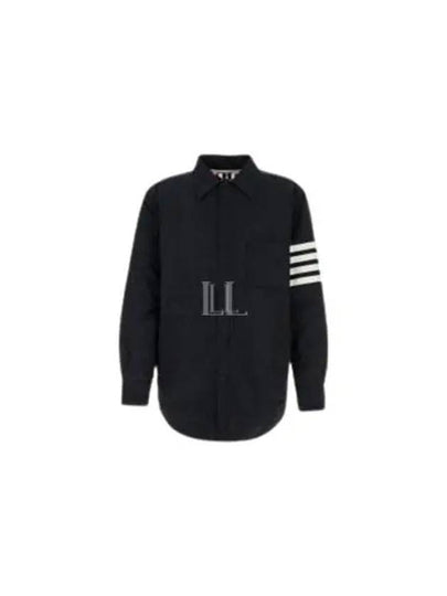 4 Bar Poly Twill Down Shirt Jacket Navy - THOM BROWNE - BALAAN 2