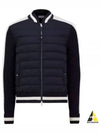 Padded Cotton Zip Up Cardigan Night Blue - MONCLER - BALAAN 2