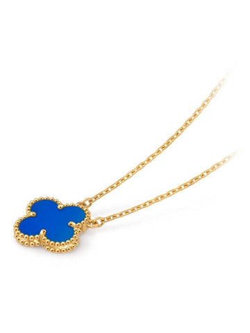 Van Cleef Arpels Women s Vintage Alhambra Pendant 18K Yellow Gold Blue Agate Necklace - VANCLEEFARPELS - BALAAN 1