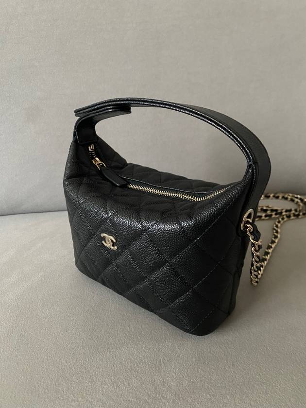 25C Cruise Mini Chain Hobo Bag Top Handle Caviar Black Gold Plated AP4386 - CHANEL - BALAAN 4