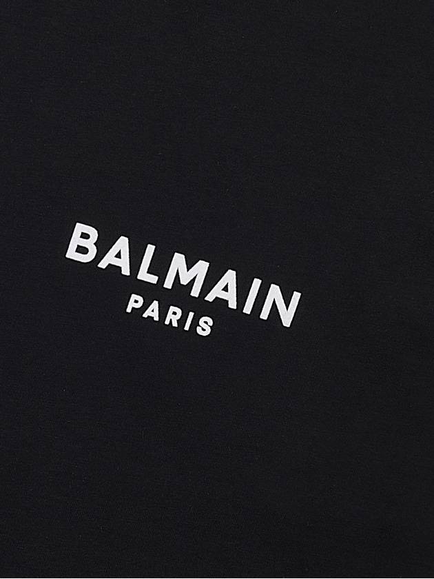 Logo Print Cropped Cotton Short Sleeve T-Shirt Black - BALMAIN - BALAAN 7