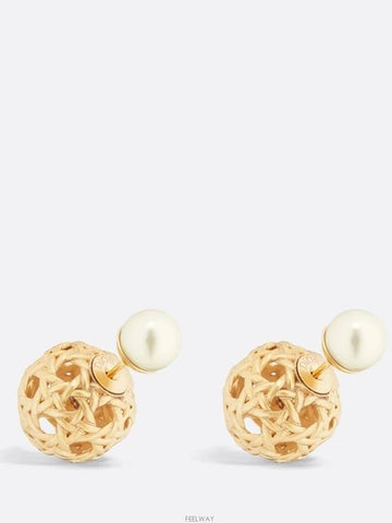 Dior Tribales Earrings Gold Finish Metal White Le - DIOR - BALAAN 1