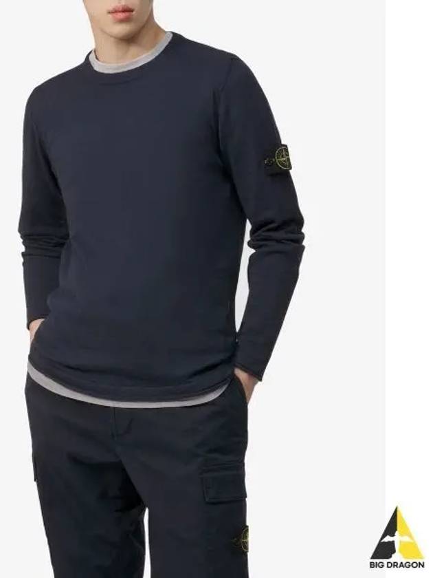 Compass Badge Ribbed Cotton Knit Top Navy - STONE ISLAND - BALAAN 2