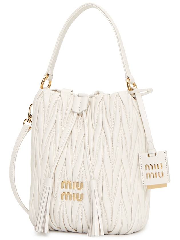 Matelasse Nappa Leather Bucket Bag White - MIU MIU - BALAAN 3