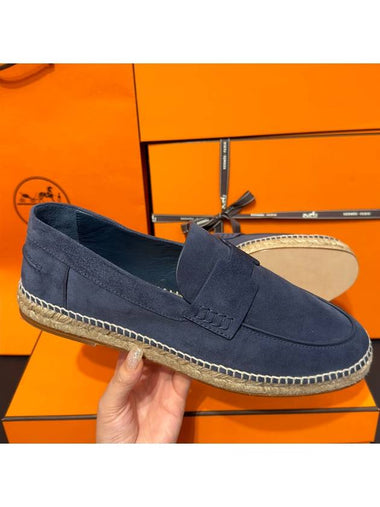 Men's loafers suede goatskin trip espadrille navy - HERMES - BALAAN 1