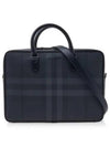 Check Print Leather Brief Case Charcoal - BURBERRY - BALAAN 2