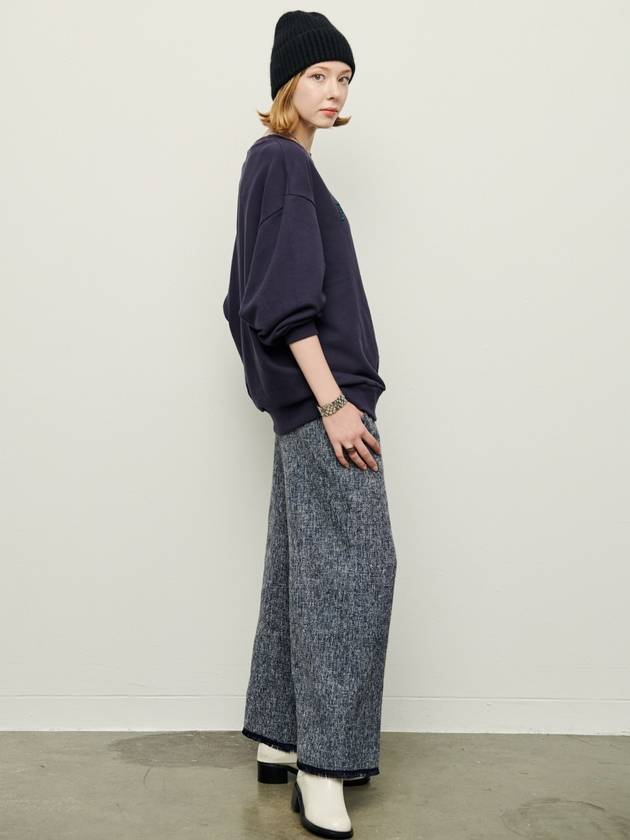 Women's Tweed Wide Pants Navy - PRETONE - BALAAN 3