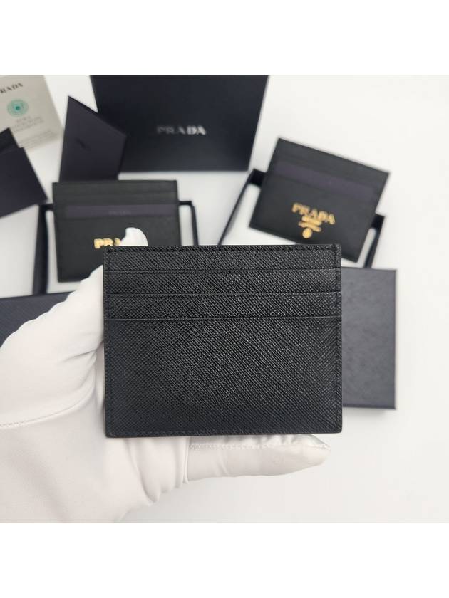 Metal Logo Saffiano Card Wallet Black - PRADA - BALAAN 4