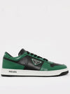 Men's Downtown Triangle Logo Leather Low Top Sneakers Black Green - PRADA - BALAAN 2