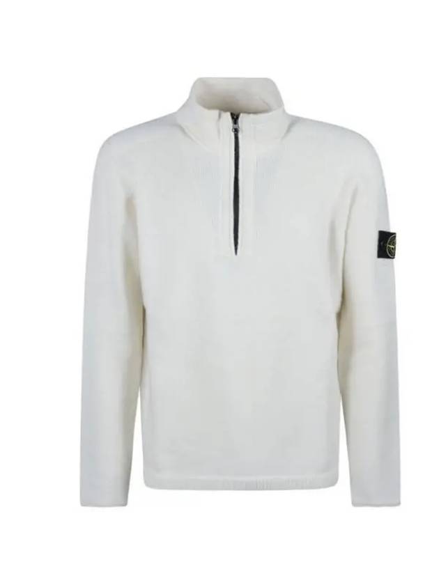 Wappen Patch Lambswool Half-Zip Knit Top White - STONE ISLAND - BALAAN 1