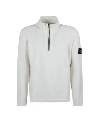 Wappen Patch Lambswool Half-Zip Knit Top White - STONE ISLAND - BALAAN 1