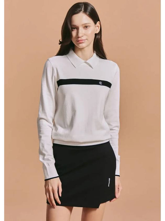 Women s block point collar knit pullover off white - CLEVELAND GOLF - BALAAN 1