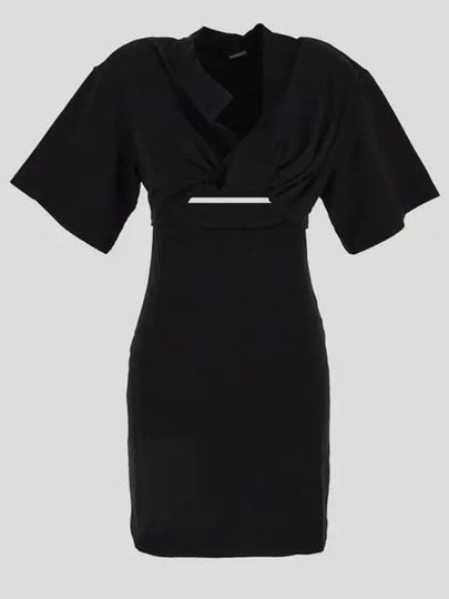 La Robe T-shirt Bahia Open Waistline Cotton Short Dress Black - JACQUEMUS - BALAAN 2