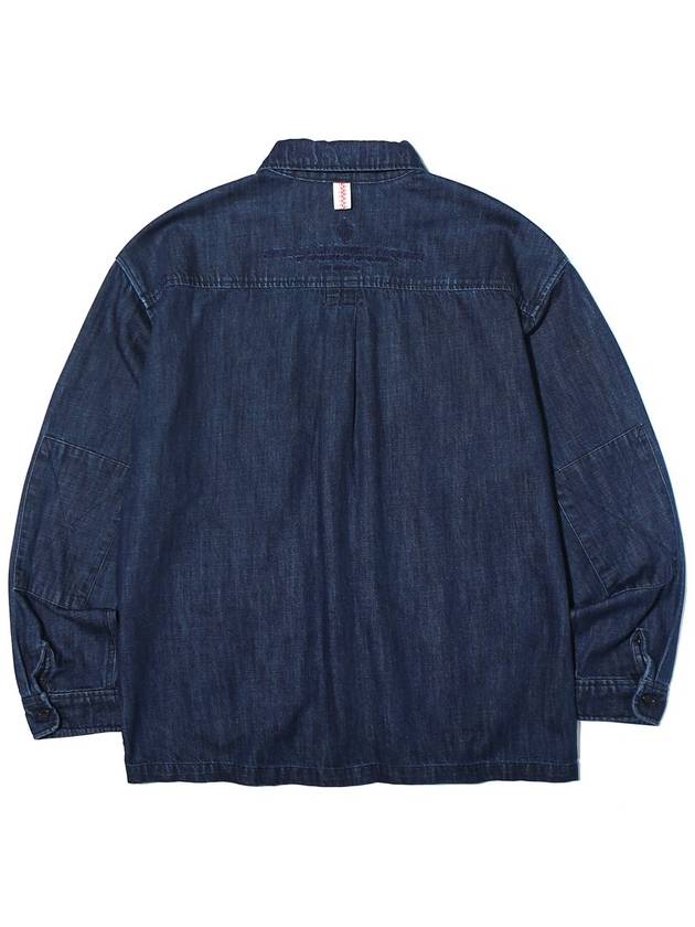 Point Denim Detail Long Sleeve Shirt Jacket Blue - OGARP - BALAAN 3