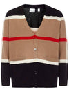 Striped Cashmere Silk Cardigan Camel - BURBERRY - BALAAN.