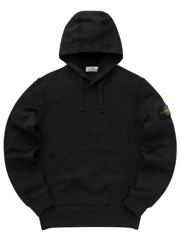 Logo Patch Cotton Fleece Hoodie Black - STONE ISLAND - BALAAN 2