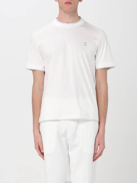Cotton Short Sleeve T-Shirt Ivory - BRUNELLO CUCINELLI - BALAAN 2