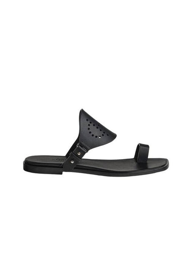 Hera Calfskin Sandals Noir - HERMES - BALAAN 1