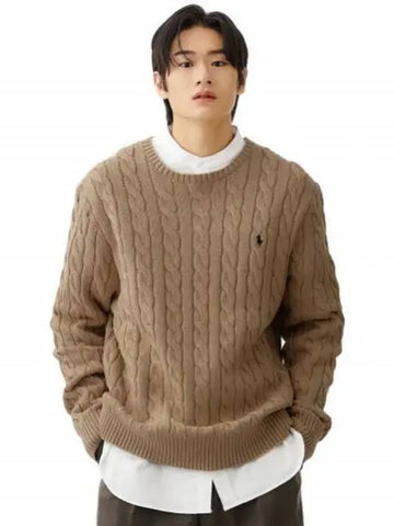 Cable knit cotton sweater brown - POLO RALPH LAUREN - BALAAN 1