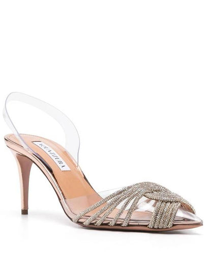 'Gatsby' Silver Crystal Embellishment Pumps With Sheer Slingback Strap In Pvc Woman Aquazzurra - AQUAZZURA - BALAAN 2