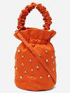 Crystal embossed satin top bucket bag orange A4415 317 - GANNI - BALAAN 1