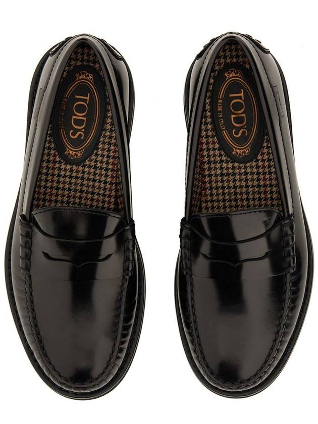 Men's Stamp Logo Leather Penny Loafer Black - TOD'S - BALAAN 3