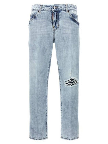 Denim Straight Pants S72LB0724S30309470 Light Blue - DSQUARED2 - BALAAN 1