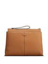 Logo Patch Document Leather Clutch Bag Brown - TOD'S - BALAAN 1