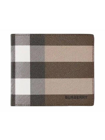 Check Leather International Bifold Wallet Dark Birch Brown - BURBERRY - BALAAN 2